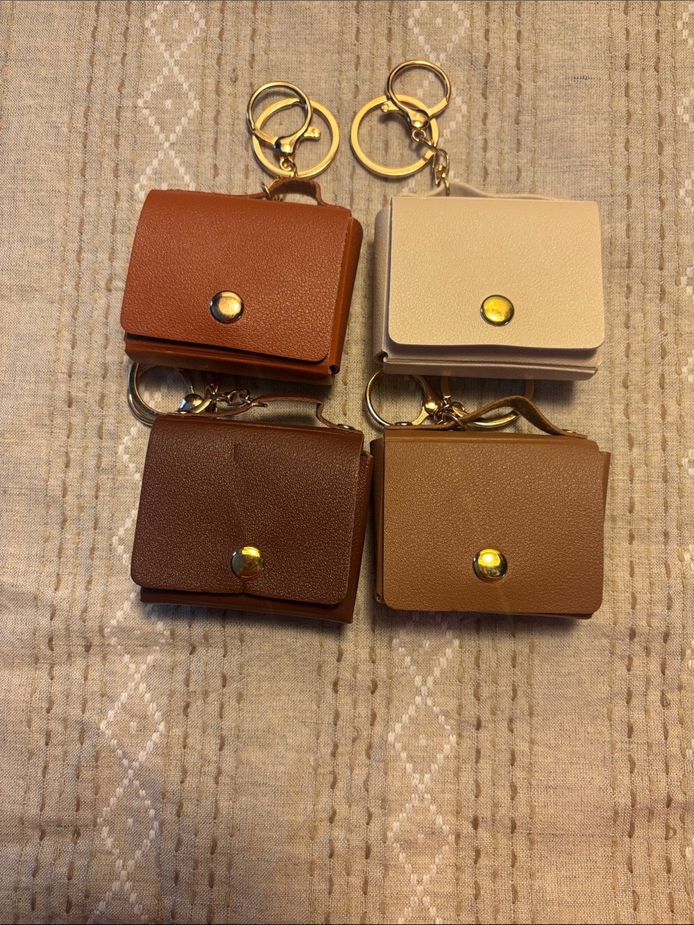Classic Mini FauxLeather Keychain Pouch - Brown & Cream-never used
